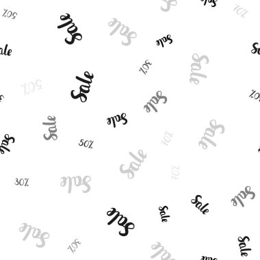 Işık gri vektör seamless modeli 30, 50, 70 yüzde işaretleri. Renkli illüstrasyon izole satış fiyatları ile parlayan. Süper satış siyah Cuma için zemin.