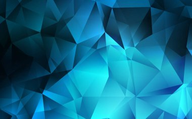 Koyu mavi vektör şablonu, kristaller, üçgenler. Doğa tarzında üçgenleri olan güzel bir çizim. Reklamlar için desen.