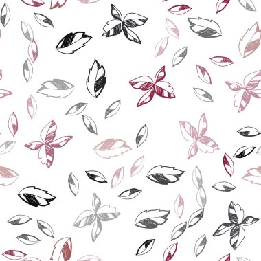 Koyu kırmızı vektör sorunsuz doodle desen yaprakları ile. Glitter soyut illüstrasyon ile doodles ve bırakır. Desen için modaya uygun Kumaş, duvar kağıtları.