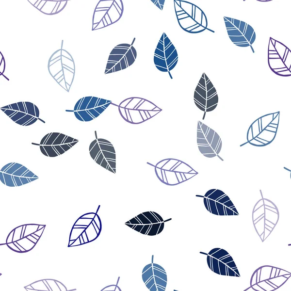 Modèle Doodle Sans Couture Vecteur Bleu Foncé Avec Des Feuilles — Image vectorielle