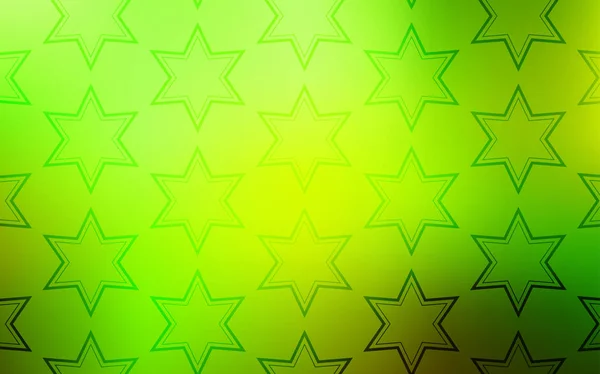 Verde Claro Textura Vectorial Amarilla Con Hermosas Estrellas Ilustración Decorativa — Archivo Imágenes Vectoriales