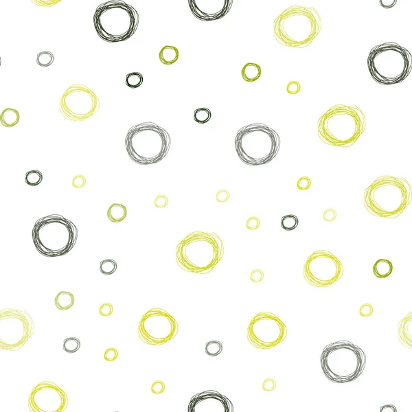 ライト グリーン 黄色ベクトル ディスクとシームレスなテクスチャ カラフルな水と現代の抽象的なイラストを削除します パターンは美しいウェブサイトを使用できます — ストックベクタ