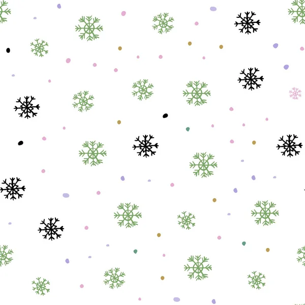 Fond Sans Couture Vecteur Multicolore Clair Avec Flocons Neige Noël — Image vectorielle