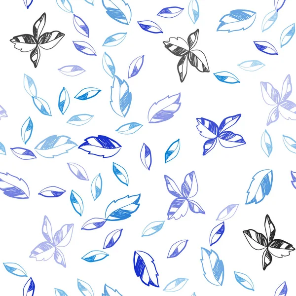 Koyu mavi yaprakları ile Dikişsiz doğal desen vektör. Parlayan illüstrasyon karalama stilinde yaprakları ile renkli. Duvar kağıdı, kumaş üreticileri için modaya uygun bir tasarım.