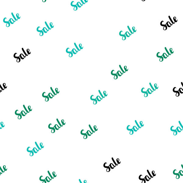 Light Green vector seamless cover with symbols of sales. Illustration with signs of sales on abstract template. Backdrop for mega promotions, discounts.