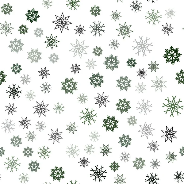 Темно Зеленый Вектор Искушает Ледяными Снежинками Сияющая Цветная Иллюстрация Снегом — стоковый вектор