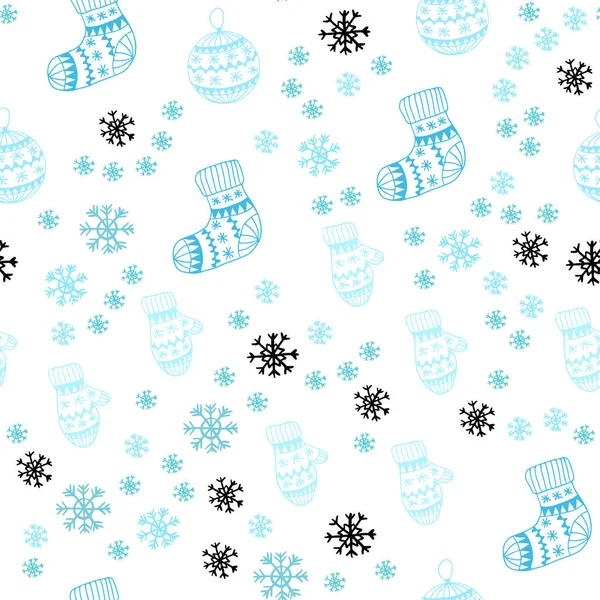 Azul Claro Textura Sin Costuras Vector Verde Con Copos Nieve — Vector de stock