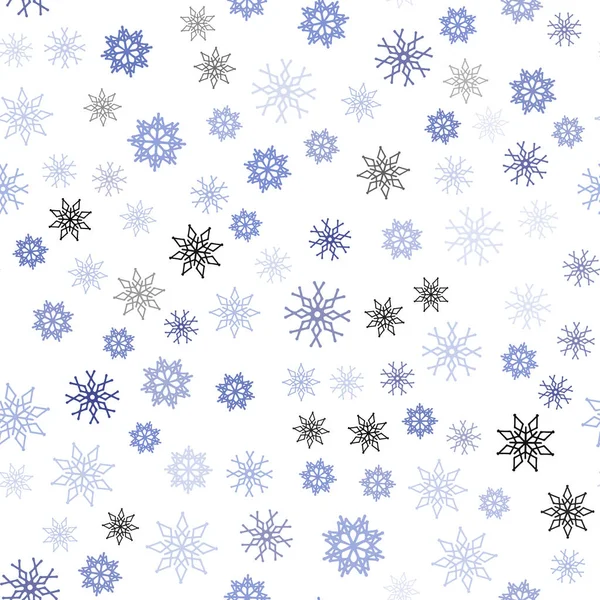 クリスマス雪の結晶ライト青ベクトル シームレスな背景 氷の結晶でキラキラ抽象的なイラスト ファブリック 壁紙のデザインのパターン — ストックベクタ