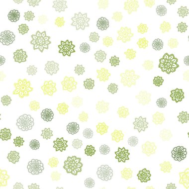 Açık yeşil, sarı vektör sorunsuz şablon buz kar taneleri ile. Parlayan illüstrasyon kar Noel tarzı ile renkli. Duvar kağıdı, kumaş üreticileri için modaya uygun bir tasarım.