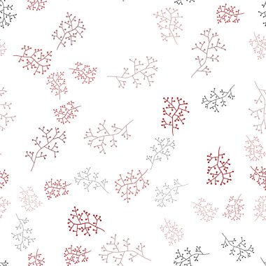 Dalları ile koyu kırmızı vektör sorunsuz doodle şablonu. Glitter soyut illüstrasyon yaprakları ve dalları ile. Doku pencere panjur, perdeler için.