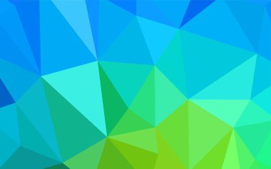 Açık mavi, yeşil vektör üçgen mozaik kapak. Çokgen şekilleri ile bir örnek. Afiş için tamamen yeni şablon.