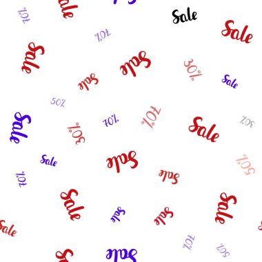 Açık mavi, kırmızı vektör sorunsuz doku satış fiyatları 30, 50, %70. Degrade illüstrasyon indirimli beyaz zemin üzerinde imzalar. İşletme reklamları, reklam için tasarım.