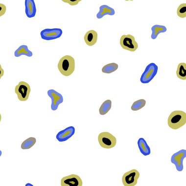 Açık mavi, sarı vektör noktalar ile sorunsuz kapak. İllüstrasyon renkli soyut daireler parlayan ayarlanmış. Tekstil, kumaş, duvar kağıtları için tasarım.