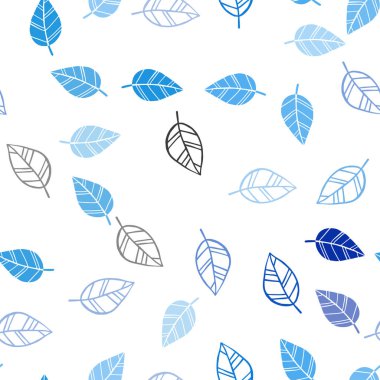 Hafif mavi vektör yaprak ile sorunsuz arka plan. Doodle yaprakları gradyan ile Origami tarzında Illustration. Desen tasarım pencere panjur, perdeler.