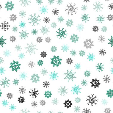 Koyu yeşil vektör Noel kar taneleri ile seamless modeli. Parlayan illüstrasyon kar Noel tarzı ile renkli. Desen tasarım pencere panjur, perdeler.