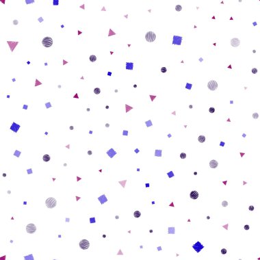 Açık mavi, kırmızı vektör sorunsuz şablonuyla kristalleri, daireler, kareler. Çizgiler, noktalar, küpleri ile soyut tarzda dekoratif tasarım. Kartvizit, Web siteleri için şablon.
