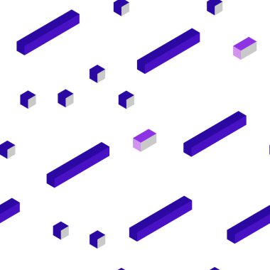 Mor ışık, vektör kesintisiz, izometrik rhombus şablonuyla pembe. Dikdörtgenler ile soyut tarzda dekoratif tasarım. Tekstil, kumaş, duvar kağıtları için tasarım.