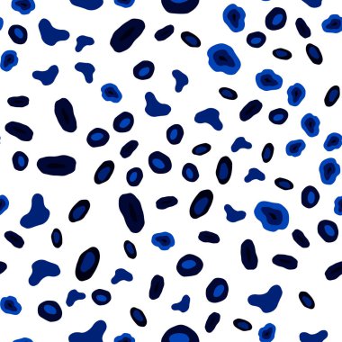 Koyu mavi daire şekilleriyle birlikte sorunsuz düzen vektör. Soyut illüstrasyon renkli baloncuklar doğa tarzı ile. Desen tasarım pencere panjur, perdeler.