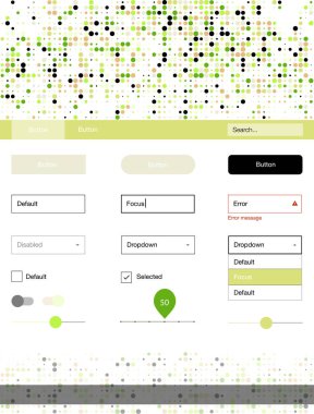 Açık yeşil, kırmızı vektör UI kiti noktalı. Başlığını renkli gradyan daireler modern stil kılavuzu. Bu örnek için sitesidir.