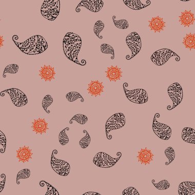 Koyu kırmızı vektör yaprak ve çiçek ile Dikişsiz soyut desen. Yaprak ve çiçek beyaz arka plan üzerinde gradyan ile. El boyalı tasarım web, broşür, tekstil.