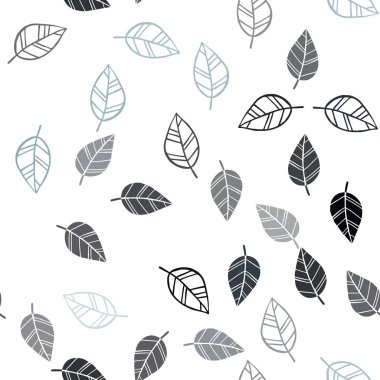 Koyu mavi vektör yaprak ile sorunsuz arka plan. Yaprakları doodle tarzı ile renkli soyut resimde. Desen tasarım kumaş, duvar kağıtları.