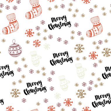 Xmas kar taneleri, toplar, çorap, eldiven ile çok renkli vektör sorunsuz arka ışık. Modern geometrik soyut resim. Tasarım için duvar kağıdı, kumaş üreticileri.