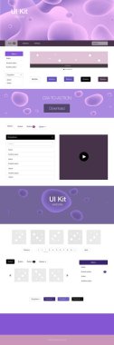 Koyu mor, pembe UI ux kiti ile çizgiler, oval vektör. Gradyan ile mermer tarzı kıvırcık illüstrasyon parlayan. Bu web siteleri için kullanabileceğiniz şablon.