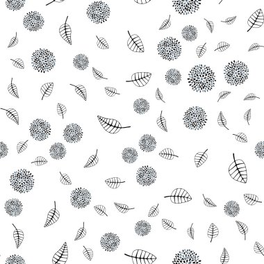 Açık gri vektör yaprak, çiçek ile sorunsuz doğal çizimleri. Glitter soyut resimde yaprak ve çiçek ile. Tekstil, kumaş, duvar kağıtları için tasarım.