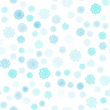 Açık mavi, parlak kar taneleri sorunsuz düzeniyle vektör yeşil. Parlayan illüstrasyon kar Noel tarzı ile renkli. Desen tasarım kumaş, duvar kağıtları.