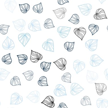 Hafif mavi vektör yaprak ile sorunsuz soyut tasarım. Yarım yamalak karalamalar ile arka plan bulanık yapraklarda. Tekstil, kumaş, duvar kağıtları için tasarım.