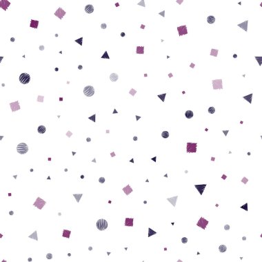 Koyu pembe, sarı çizgiler, daireler, rhombus ile sorunsuz zemin vektör. Daire, üçgen, küpleri ile soyut degrade illüstrasyon. Tekstil, kumaş, duvar kağıtları için tasarım.