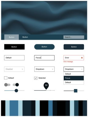 Koyu mavi malzeme tasarım kiti ile sıvı şekil vektör. Gradyan ile mermer tarzı kıvırcık illüstrasyon parlayan. Sen-ebilmek kullanma için açılış sayfaları bu şablonu.
