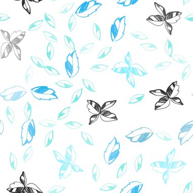 Açık mavi, vektör sorunsuz doodle desen yaprakları ile sarı. Zarif bir parlak örnek yaprakları doğal tarzı ile. Kartvizit, Web siteleri için şablon.