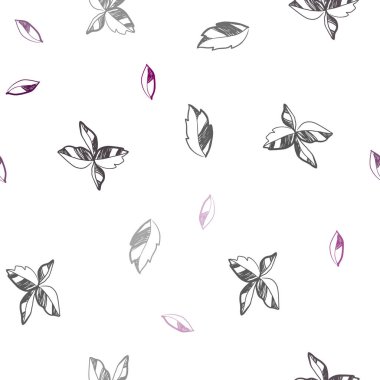 Koyu pembe vektör sorunsuz doodle düzen yaprakları ile. Belirsiz bir soyut illüstrasyon yaprakları karalamalar tarzı ile. Desen tasarım pencere panjur, perdeler.