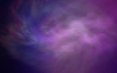 Açık Mor, galaksi yıldızlı pembe vektör arkaplan. Soyut şablonda gökyüzü yıldızlarıyla parlayan illüstrasyon. Fütürist reklamlar ve kitapçıklar için şablon.