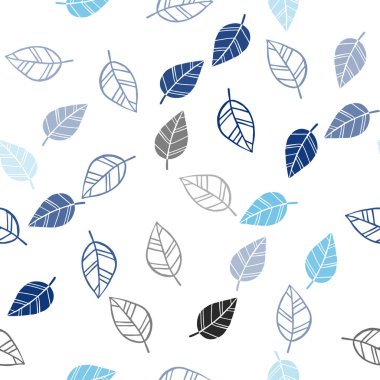 Koyu mavi vektör sorunsuz doodle arka plan yaprakları ile. Belirsiz bir soyut illüstrasyon yaprakları karalamalar tarzı ile. Desen için modaya uygun Kumaş, duvar kağıtları.