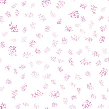 Hafif pembe vektör sorunsuz doodle zemin yapraklar, dallar ile. Beyaz arka plan üzerinde kabataslak karalamalar. Desen tasarım pencere panjur, perdeler.