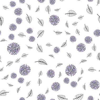 Koyu pembe, mavi yapraklar, çiçekler ile sorunsuz doğal arka plan vektör. Yaprakları, çiçekleri ile renkli resimde parlayan. Duvar kağıdı, kumaş üreticileri için modaya uygun bir tasarım.