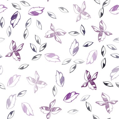 Yaprakları ile koyu mor vektör sorunsuz doodle arka plan. Yarım yamalak karalamalar ile arka plan bulanık yapraklarda. Desen tasarım kumaş, duvar kağıtları.