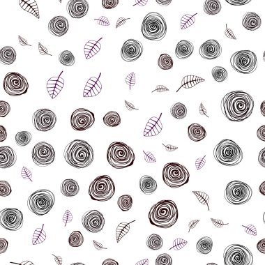 Koyu mor vektör yaprak ve çiçek sorunsuz doodle şablonu. Bulanık stil yaprakları, çiçekleri ile yaratıcı çizimde. Desen tasarım kumaş, duvar kağıtları.