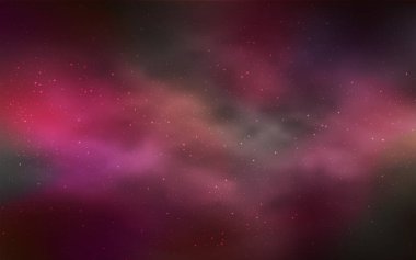 Işık kırmızı vektör kapak astronomik yıldız ile. Gökyüzü yıldızlarla illüstrasyon soyut şablonunda parlayan. Kozmik arka planlar için şablon.