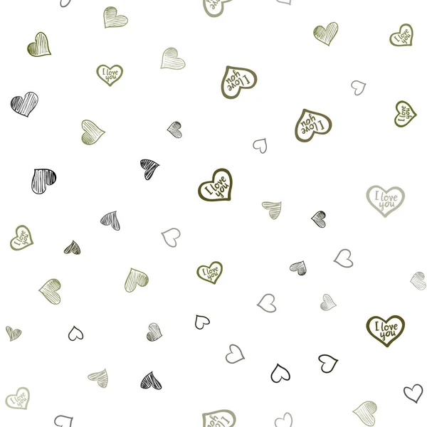 Dark Green Yellow Vector Seamless Texture Lovely Hearts Beautiful Colored — Stock Vector