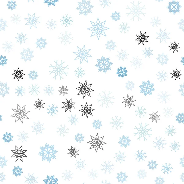 Hellblaues Vektor Nahtloses Muster Mit Weihnachtlichen Schneeflocken Schnee Auf Verschwommenem — Stockvektor