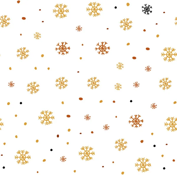 Ciemno Pomarańczowy Wektor Wzór Christmas Płatki Śniegu Kolorowe Płatki Śniegu — Wektor stockowy