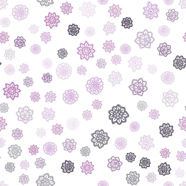 Mor ışık, vektör sorunsuz düzen parlak kar taneleri ile pembe. Kristalleri ile glitter soyut Illustration buz. Desen için modaya uygun Kumaş, duvar kağıtları.