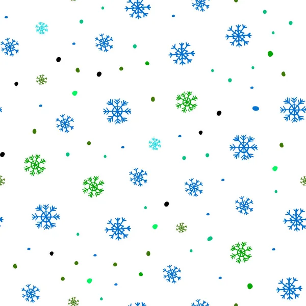 淡いブルー 緑ベクトル クリスマス雪の結晶のシームレスな背景 抽象的な背景のグラデーションとカラフルな雪の結晶 ウェブサイトのテンプレート — ストックベクタ