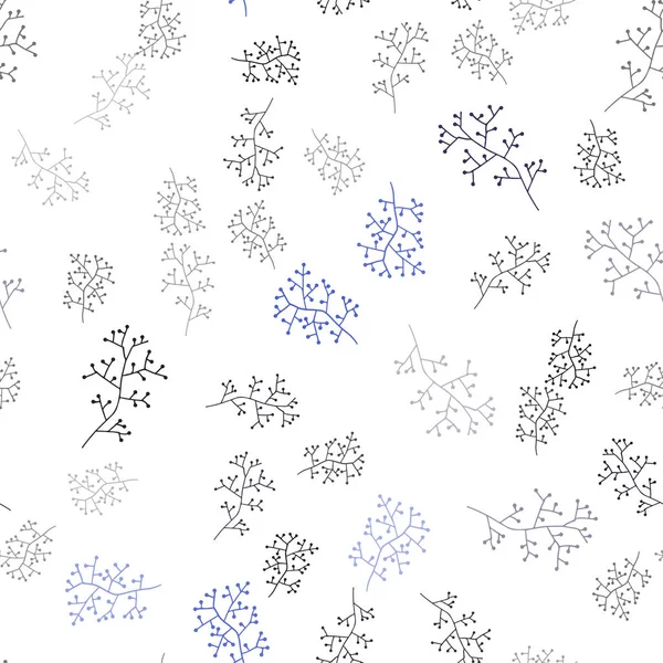 Koyu pembe, mavi dalları ile sorunsuz zarif şablon vektör. Renkli resimde doodle tarzı yapraklar, dallar ile. Kartvizit, Web siteleri için şablon.