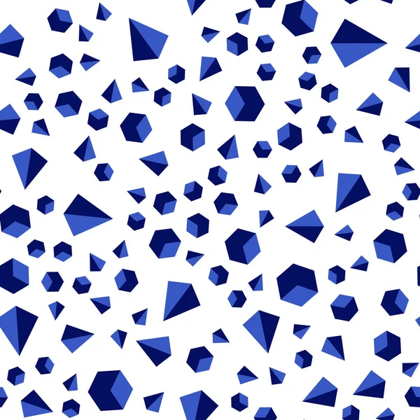 Dark Blue Vector Sin Costura Fondo Isométrico Con Triángulos Cubos — Archivo Imágenes Vectoriales