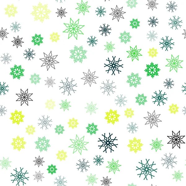 Dark Green Yellow Vector Seamless Texture Colored Snowflakes Modern Geometrical — Stock Vector