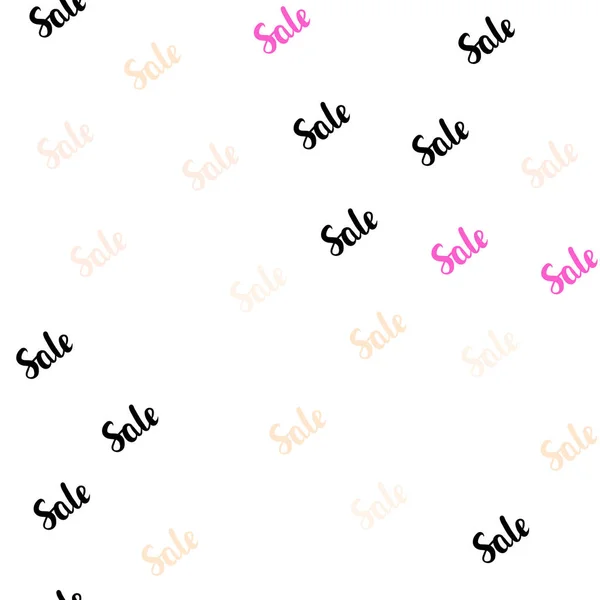 Light Pink Yellow Vector Seamless Layout Discount Words Illustration Signs — Stock Vector
